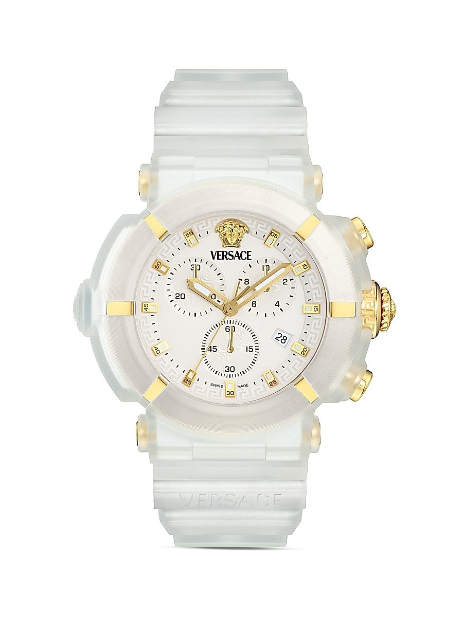 Men's TPU Chronograph Bracelet Watch/45MM - White With Gold