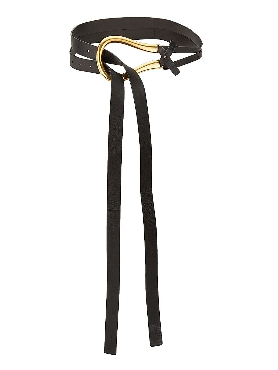 Women's French Leather Belt - Nero Gold - Size Small