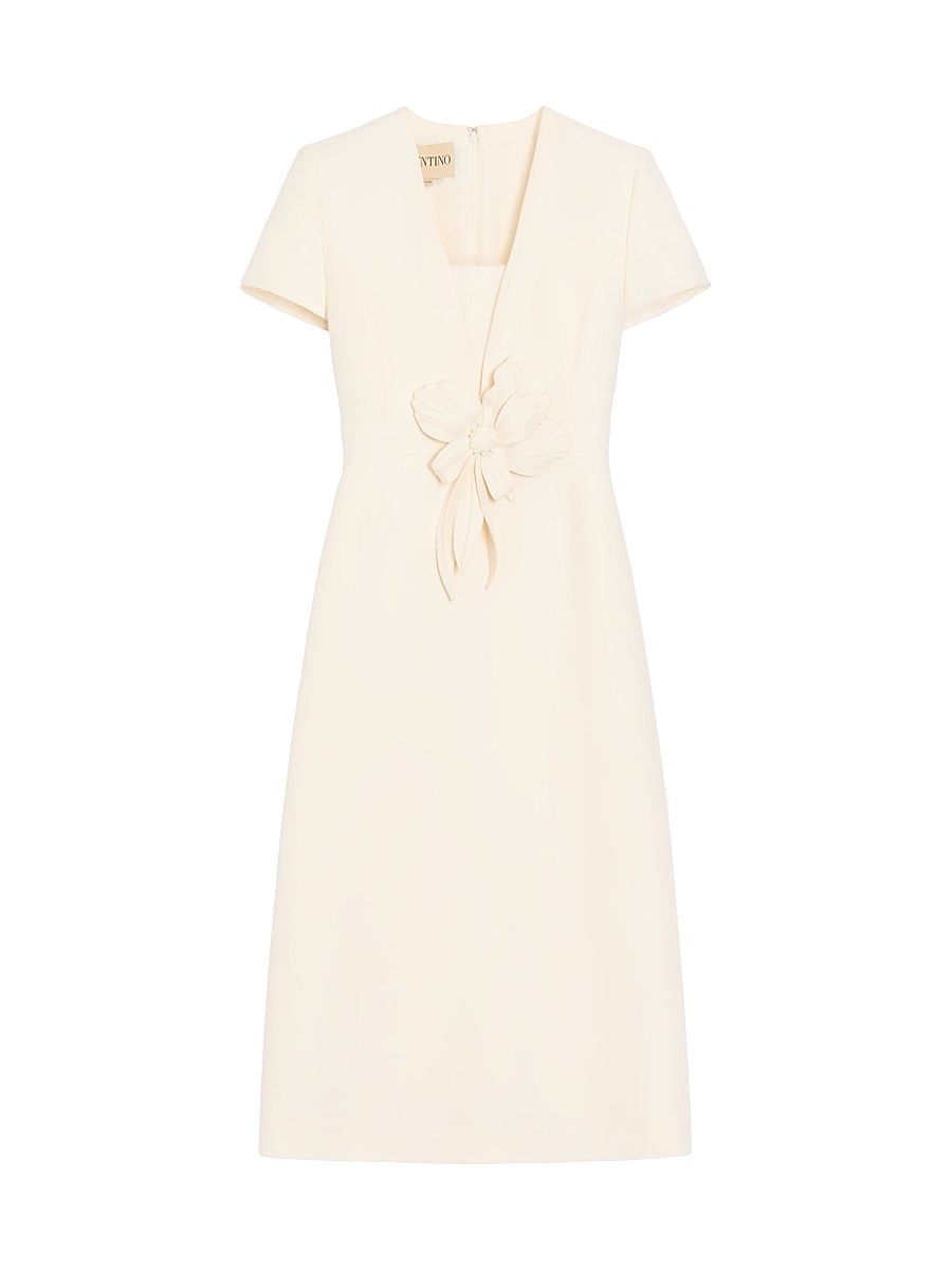 Women's Embroidered Crepe Couture Dress - Ivory - Size 2