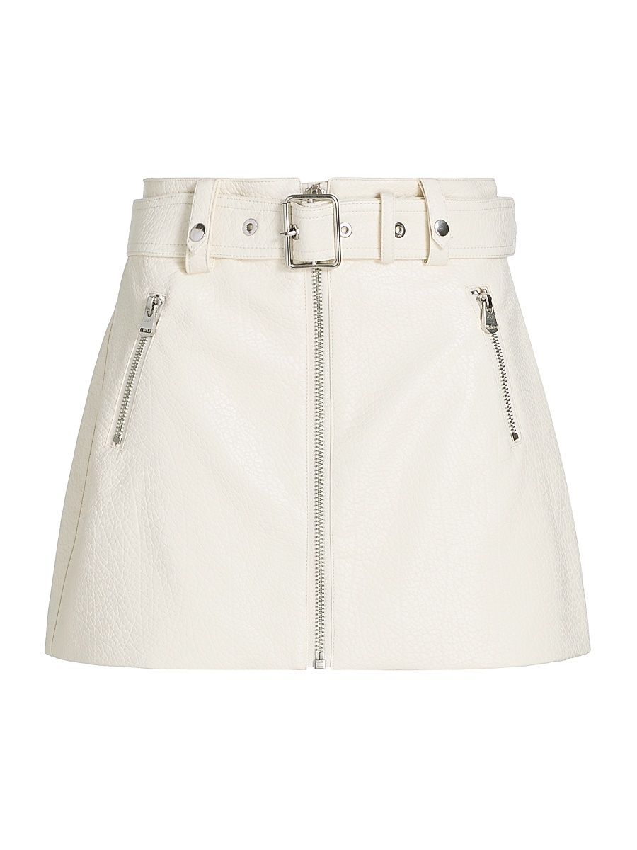 Women's Saffira Front-Zip Miniskirt - Ivory - Size 16