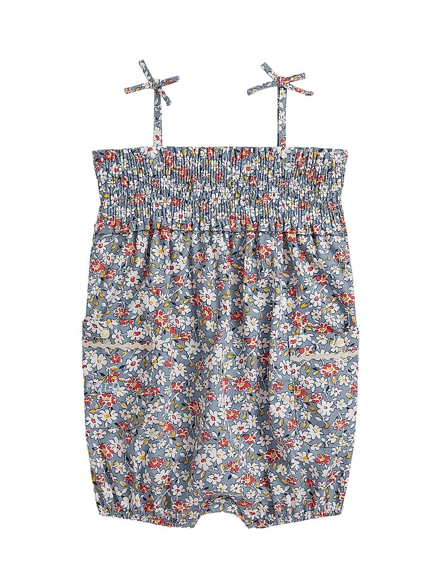 Baby Girl's Floral Smocked Bubble Shortall - Lydston Floral - Size 9 Months