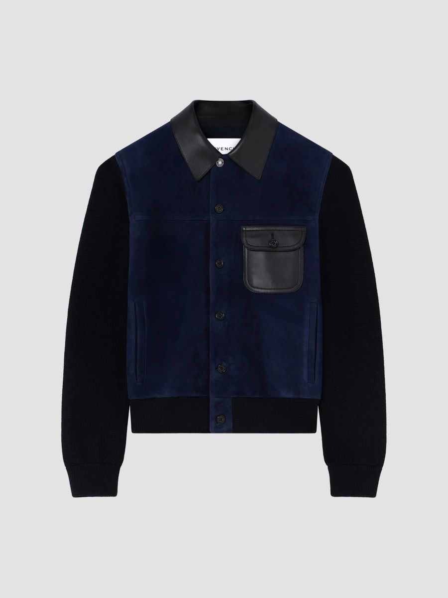 Givenchy Men's Mix Material Jacket - Navy Black - Size 46