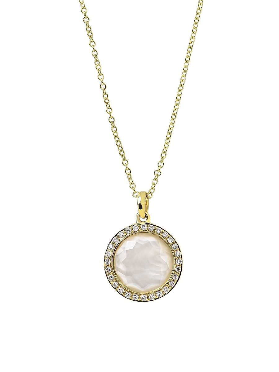 Women's Lollipop 18K Yellow Gold, Mother-Of-Pearl Doublet & Diamond Mini Pendant Necklace - Gold - Size 18