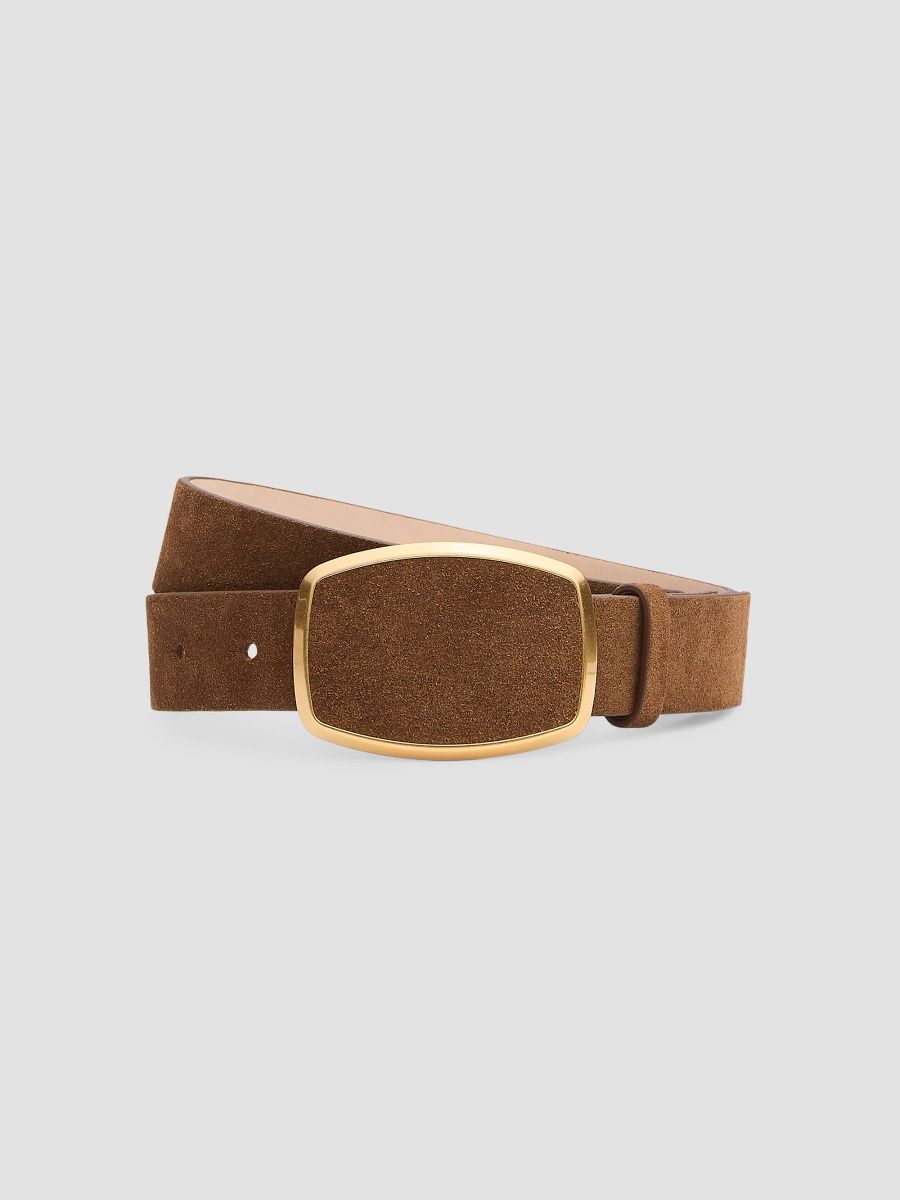 rag & bone Women's Wyatt Suede Belt - Dark Beige - Size Large