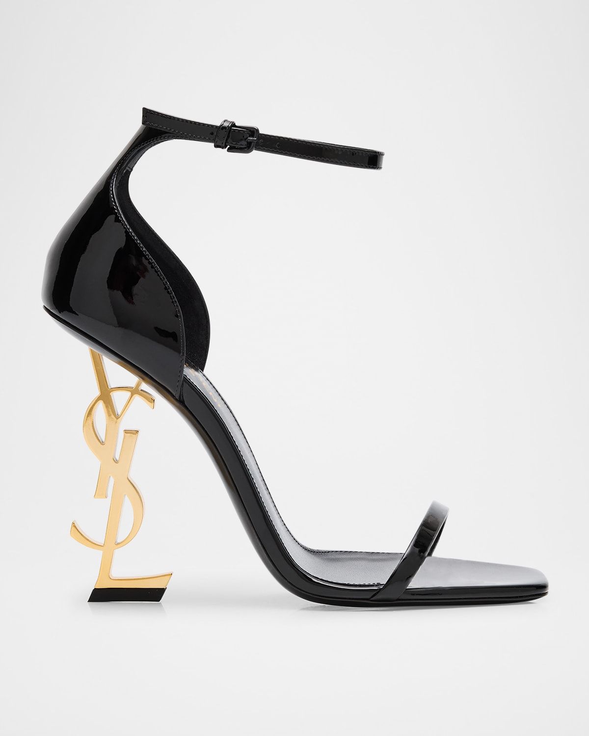 110mm Opyum YSL Patent Leather Sandals with Golden Hardware
