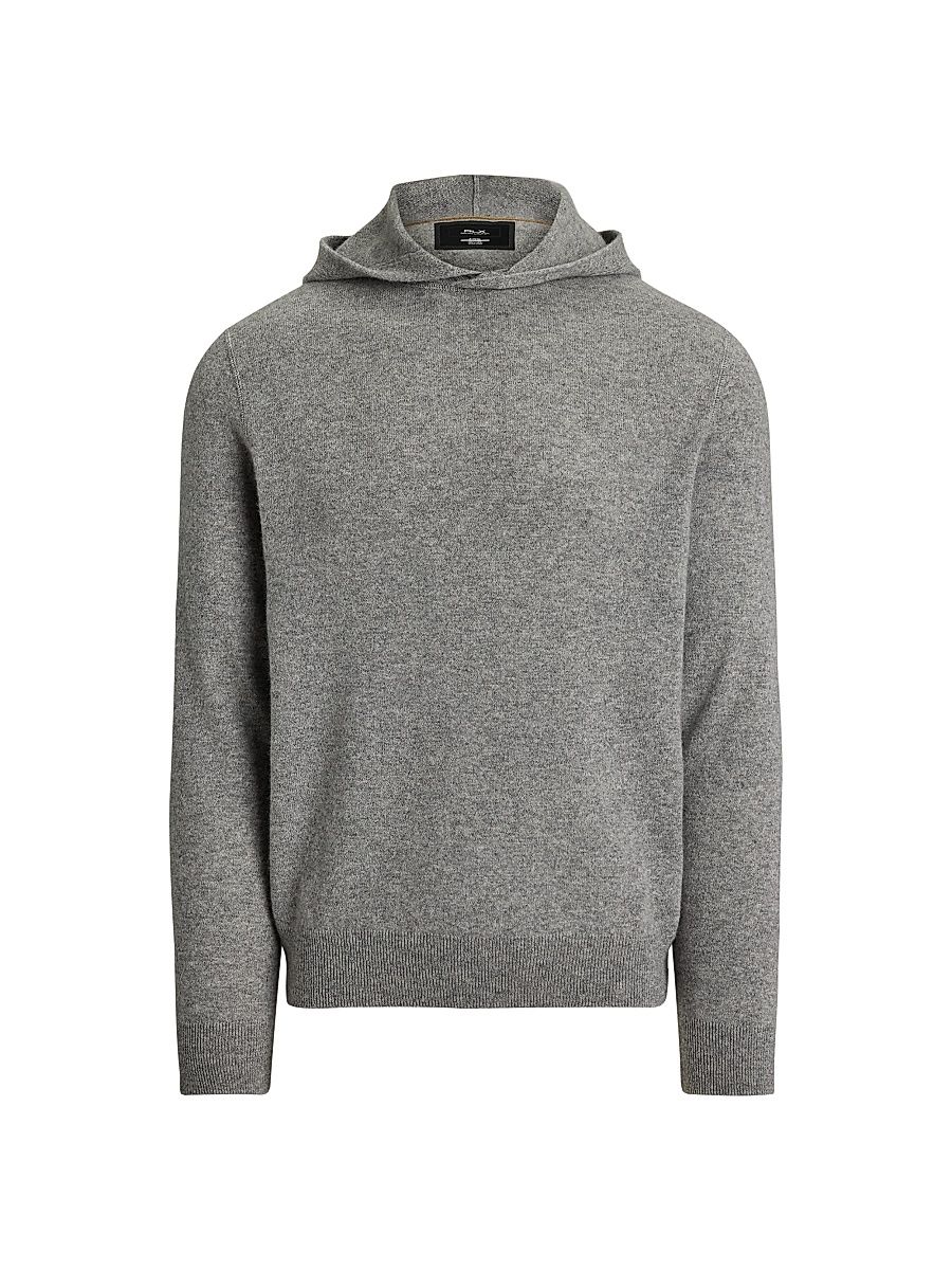 Men's Cashmere Knit Hoodie - Fawn Grey Heather - Size XXL