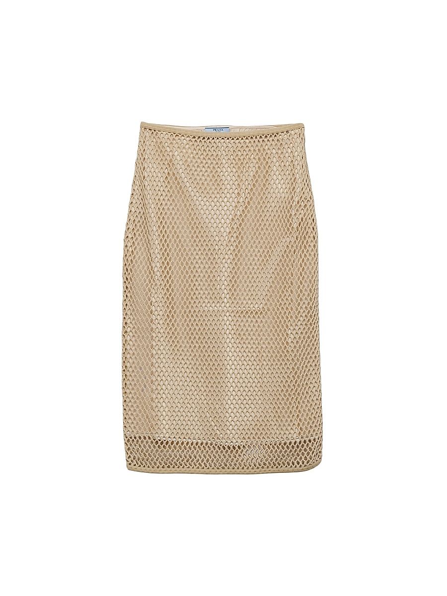 Women's Cotton Mesh Skirt - Beige Khaki - Size 10