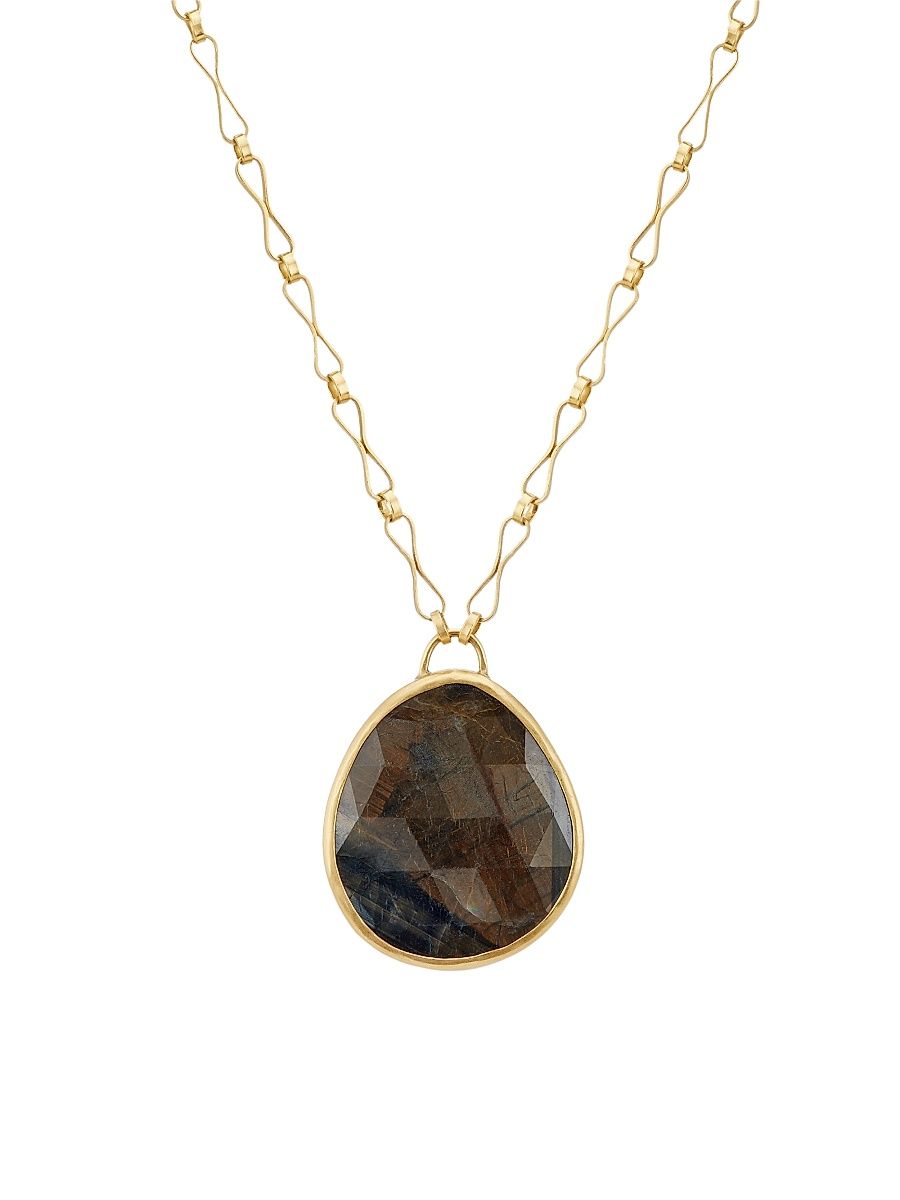 Women's 22K Yellow Gold & Brown Sapphire Pendant Necklace - Yellow Gold