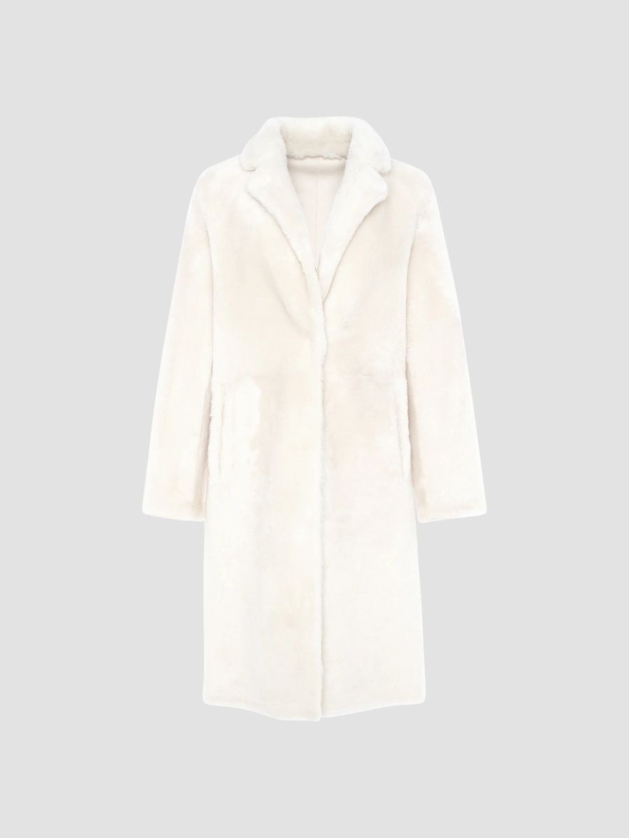Gorski Women's Reversible Merino Shearling Lamb Short Coat - Ivory - Size Medium