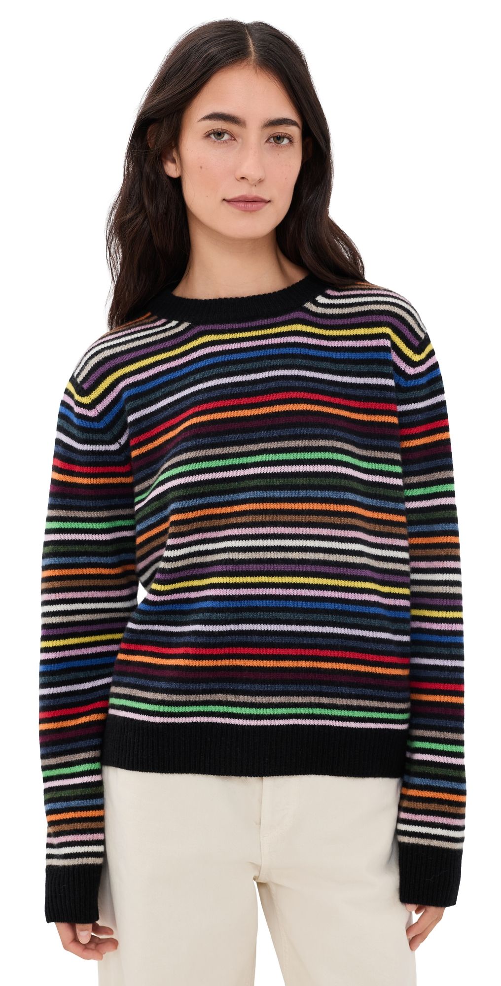 Suzie Kondi Kismet Cashmere Sweater Black Multi Stripe XS