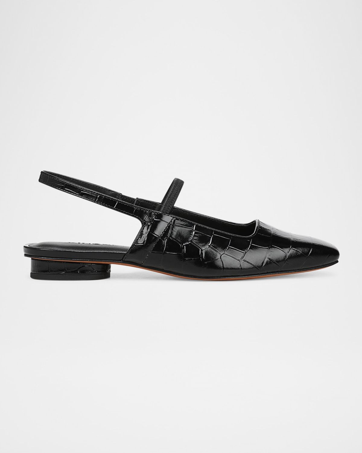Venice Croc-Embossed Leather Slingback Flats