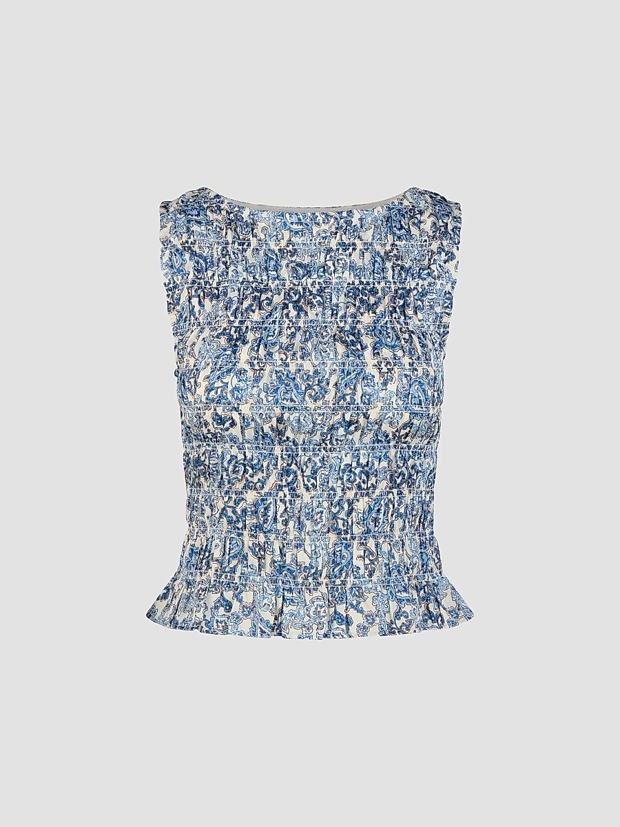 Women's The Phoebe Nap Top - Chedworth Paisley Blue - Size XXL