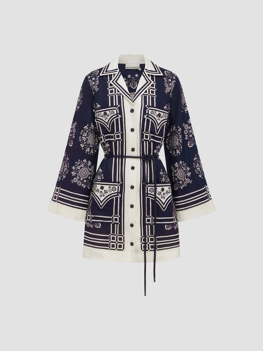 Women's Banderra Linen Mini Shirtdress - Ink - Size 4