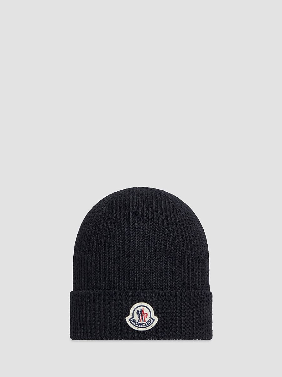 Moncler Men's Beanie Hat in Wool - Black