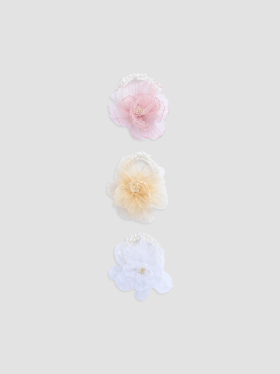 Mimi Tutu Girl's Girl's Pearl Blossom Scrunchie Set - Pink Beige White