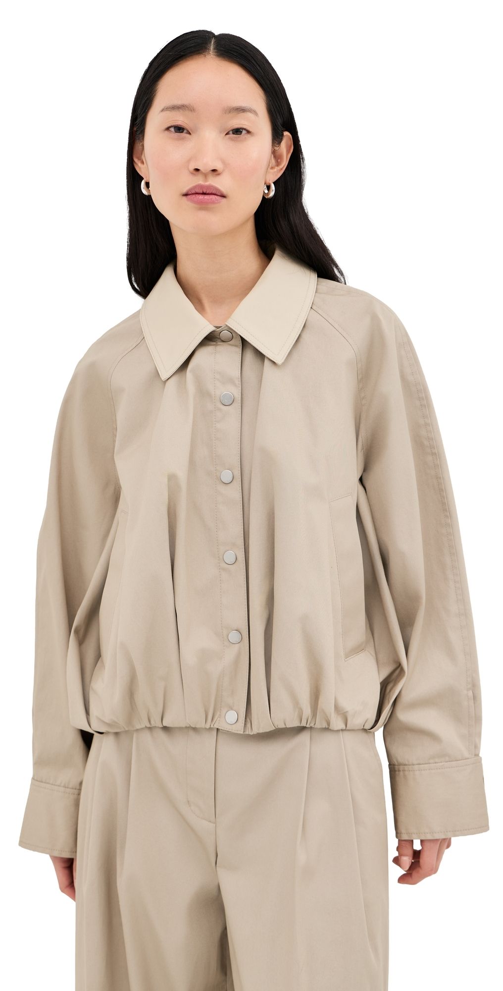 3.1 Phillip Lim Snap Front Blouson Bomber Jacket Khaki/Birch S