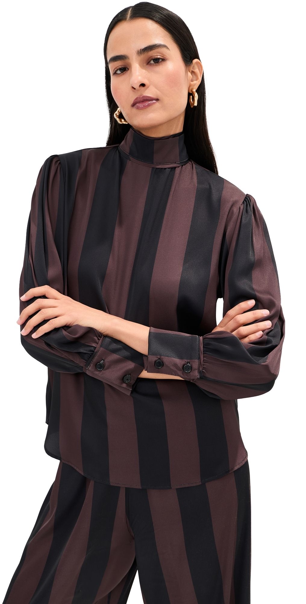 LE BOP Zaza Blouse Chocolate/Black Stripe XL