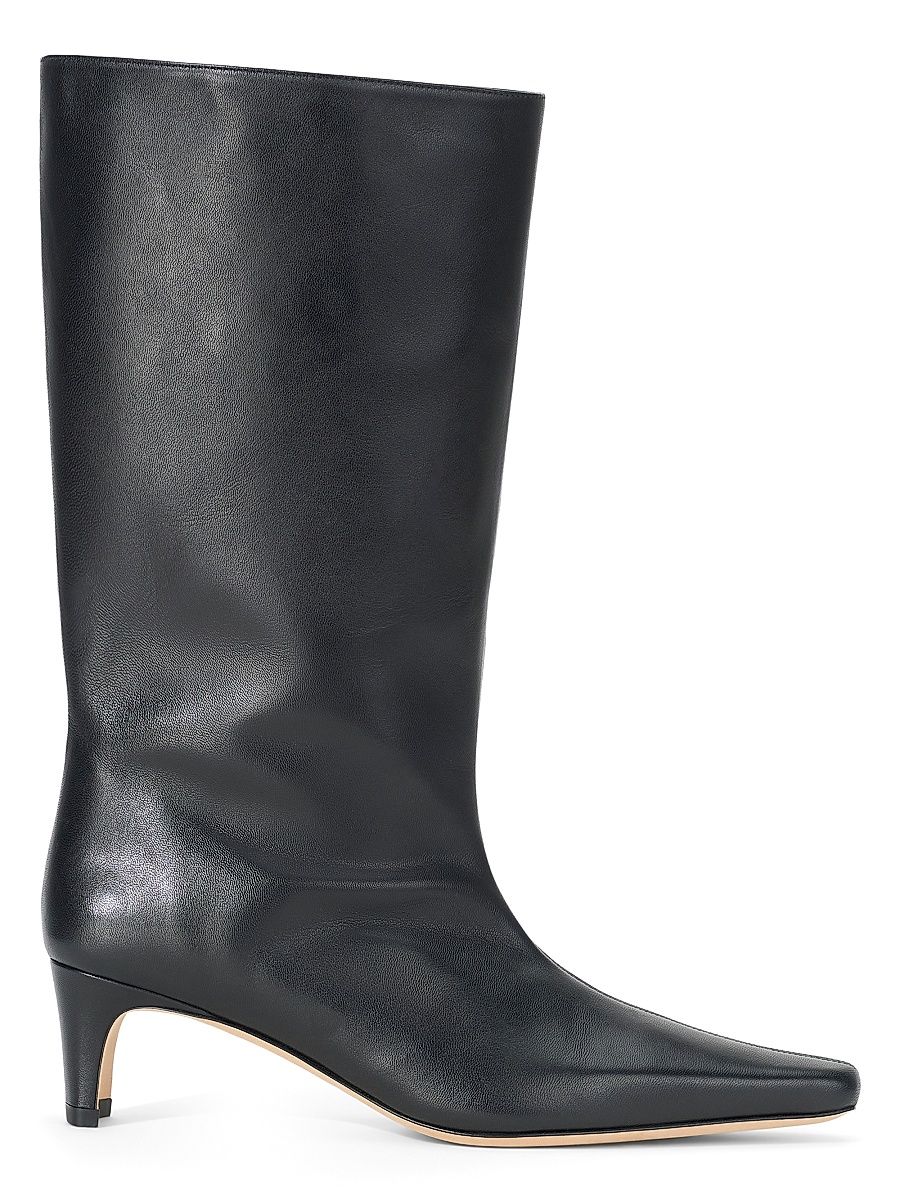 Women's Wally 55MM Midcalf Leather Knee Boots - Black - Size 11