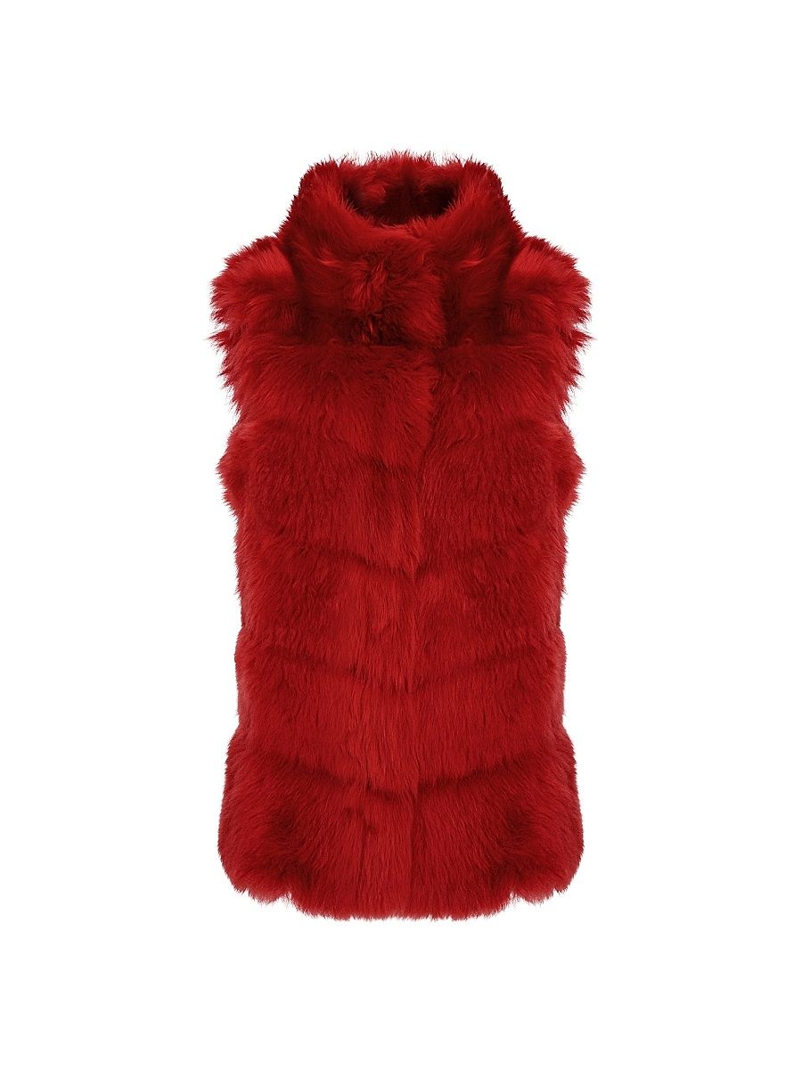 Gorski Women's Reversible Merinillo Shearling Lamb Vest - Red - Size Medium