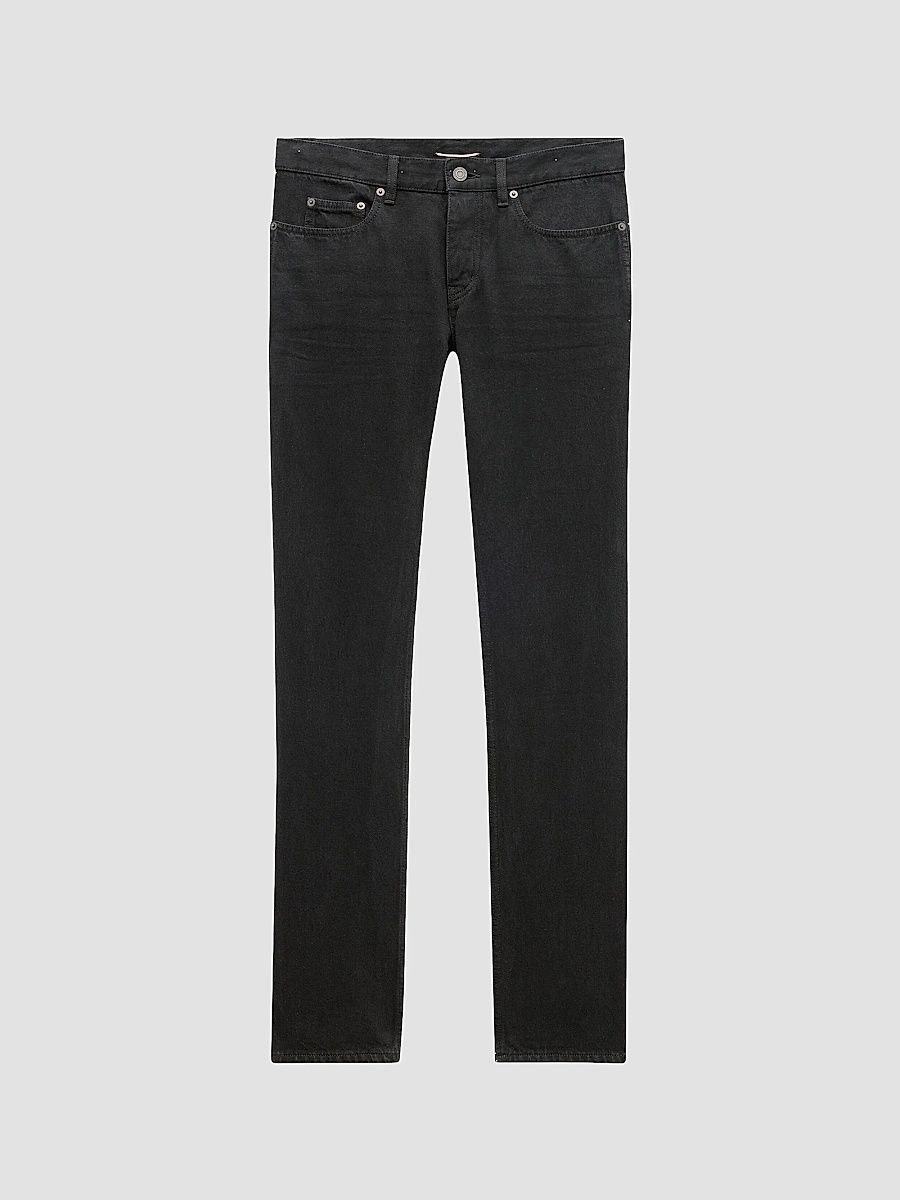 Saint Laurent Men's Relaxed Slim Jeans in Denim - Plain Carbon Black - Size 36