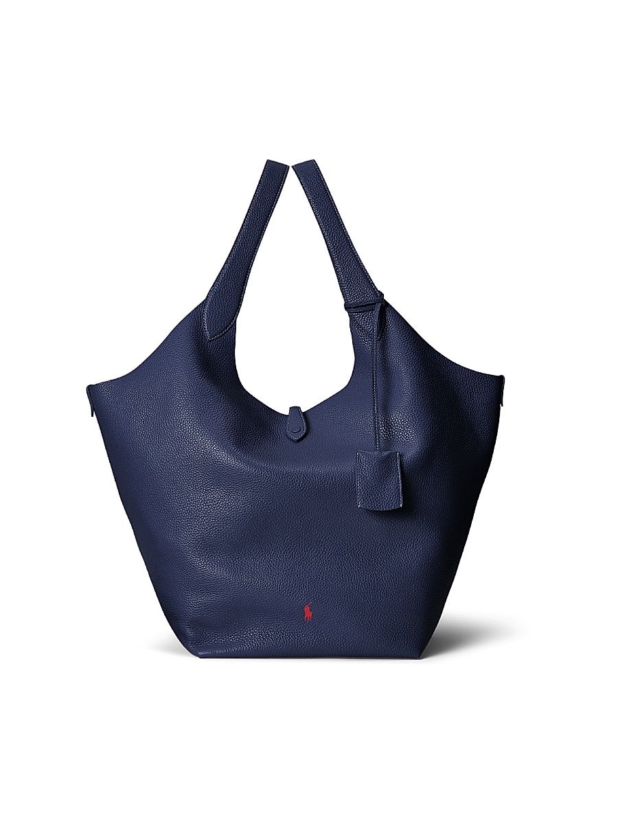 Women's Large Polo Play Leather Tote Bag - Ink
