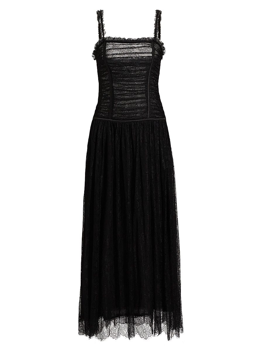 Women's Florelle Chantilly Lace Midi-Dress - Noir - Size 12