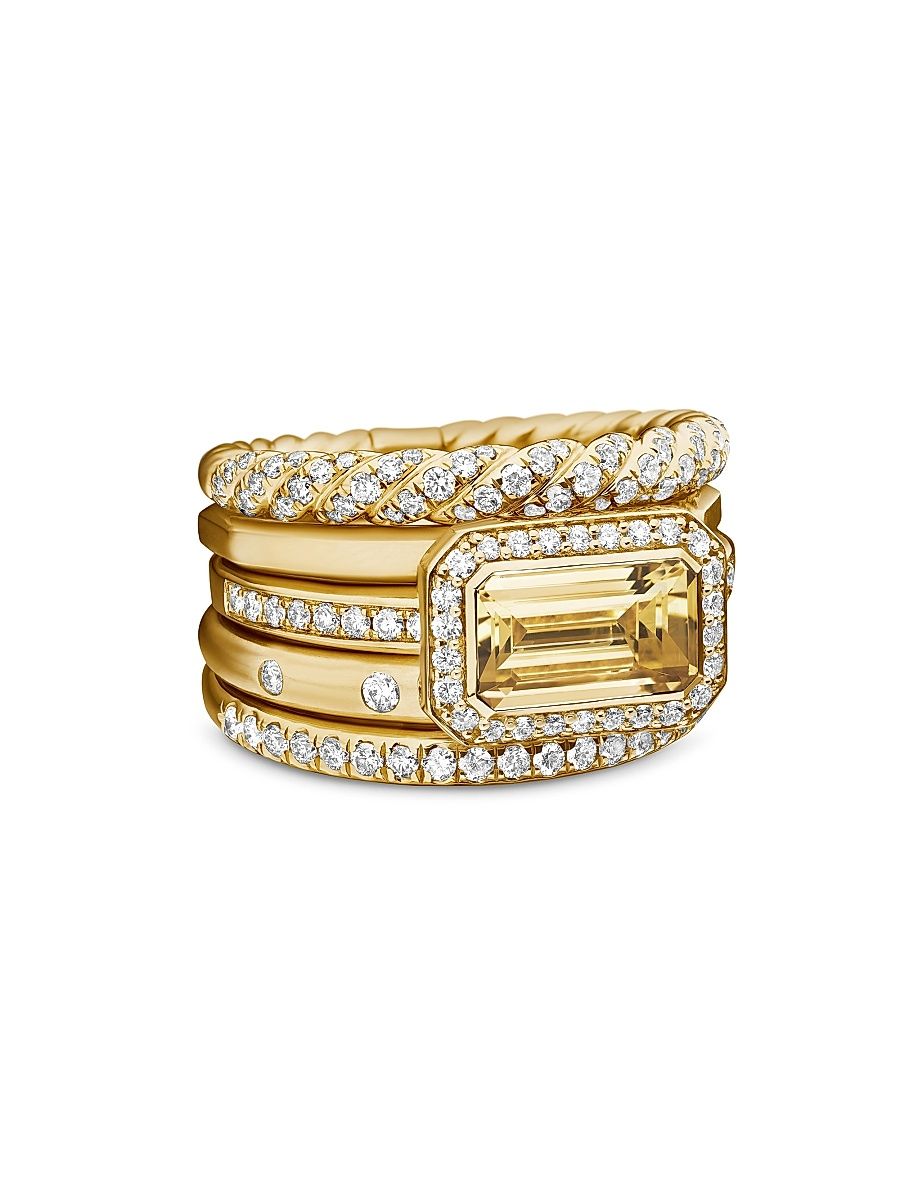Women's Stax Statement Ring in 18K Yellow Gold - Champagne Citrine - Size 5