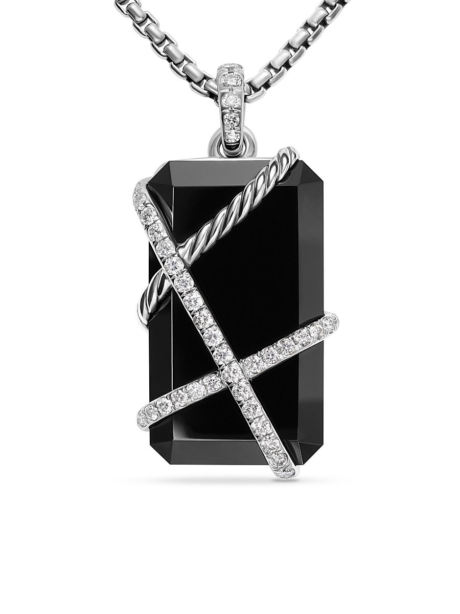 Women's Cable Wrap Amulet in Sterling Silver - Black Onyx