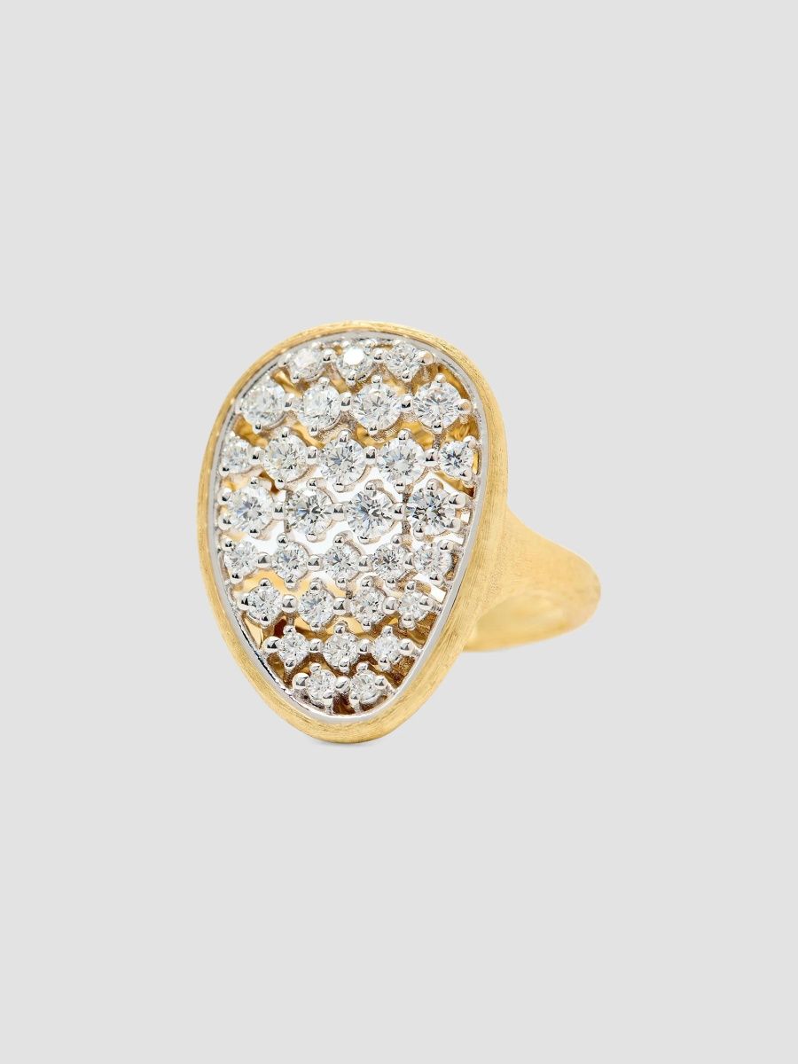 Marco Bicego Women's Lunaria Alta 18K Two-Tone Pave Diamond Cocktail Ring, Large - Yellow Gold - Size 7