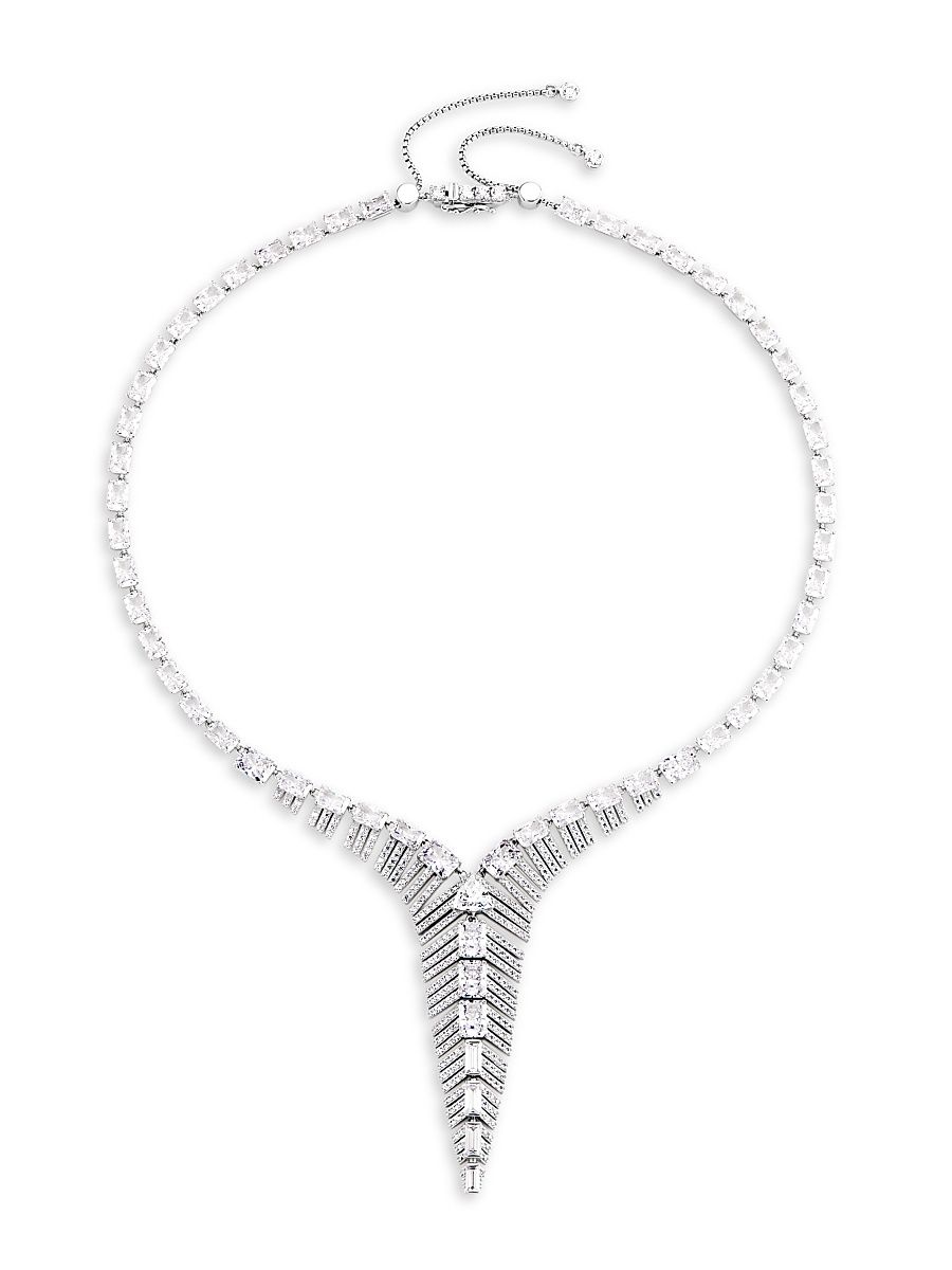 Women's Naomi Sterling Silver & Cubic Zirconia Deco Y-Necklace - Silver
