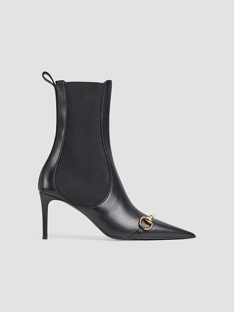 Gucci Women's Donna 80MM Leather Ankle Boots - Black - Size 7