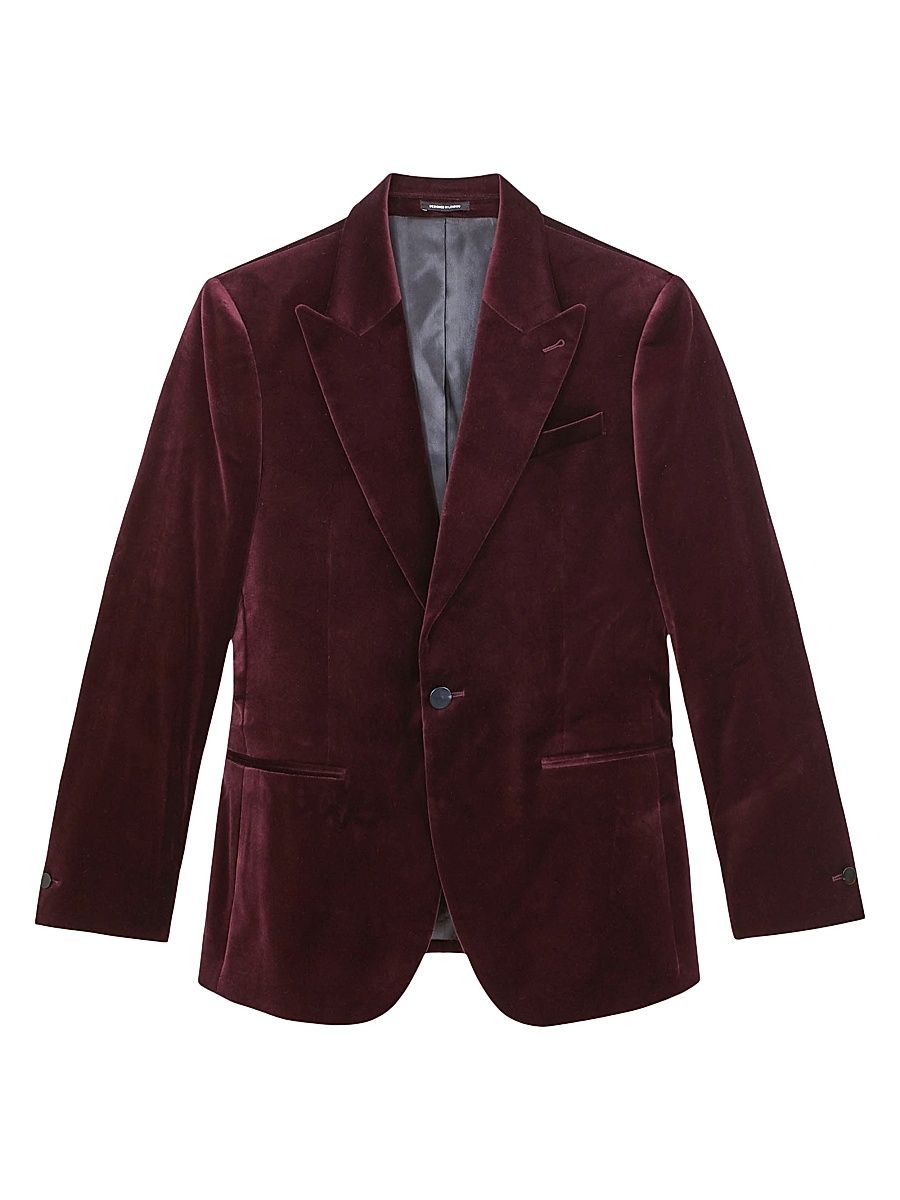 Men's Apsara Velvet Blazer - Bordeaux - Size 40