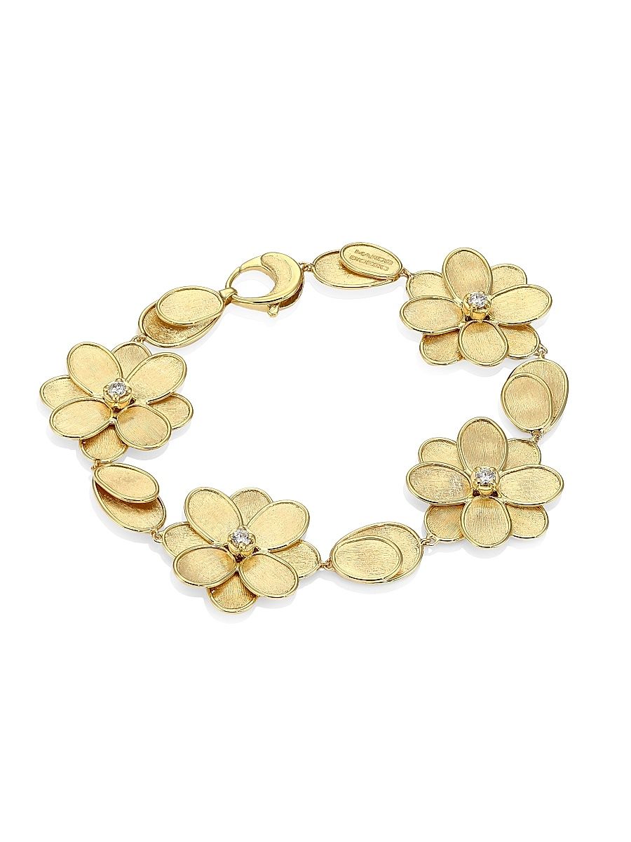 Women's Petali 18K Yellow Gold & Diamond Flower Bracelet - Gold