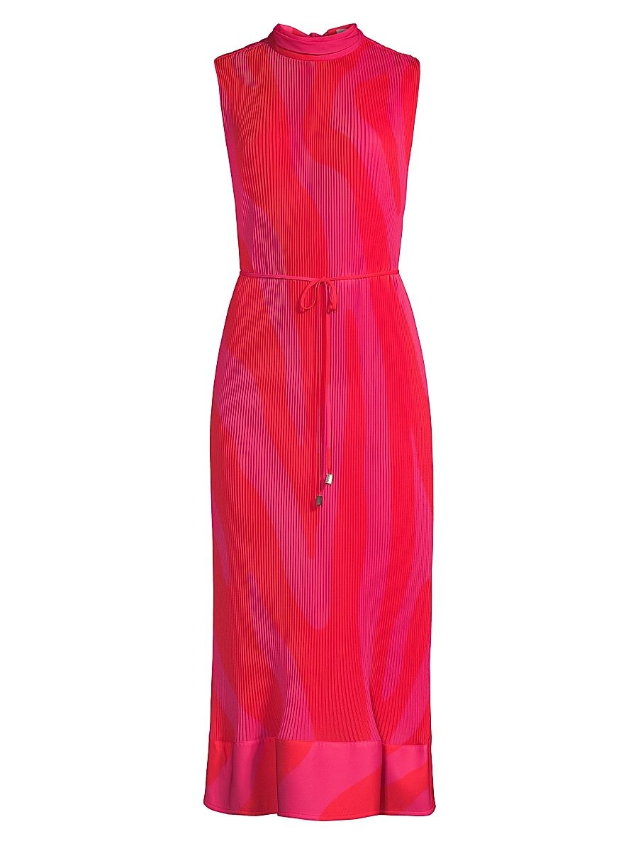 Women's Melina Pleated Midi-Dress - Milly Pink Multi - Size 2