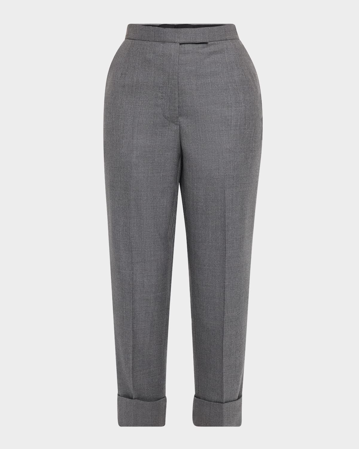 Backstrap Straight-Leg Crop Twill Trousers
