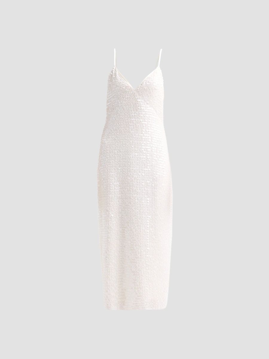 Ramy Brook Women's Liam Embellished Sheath Midi Dress - White Pearl - Size 6