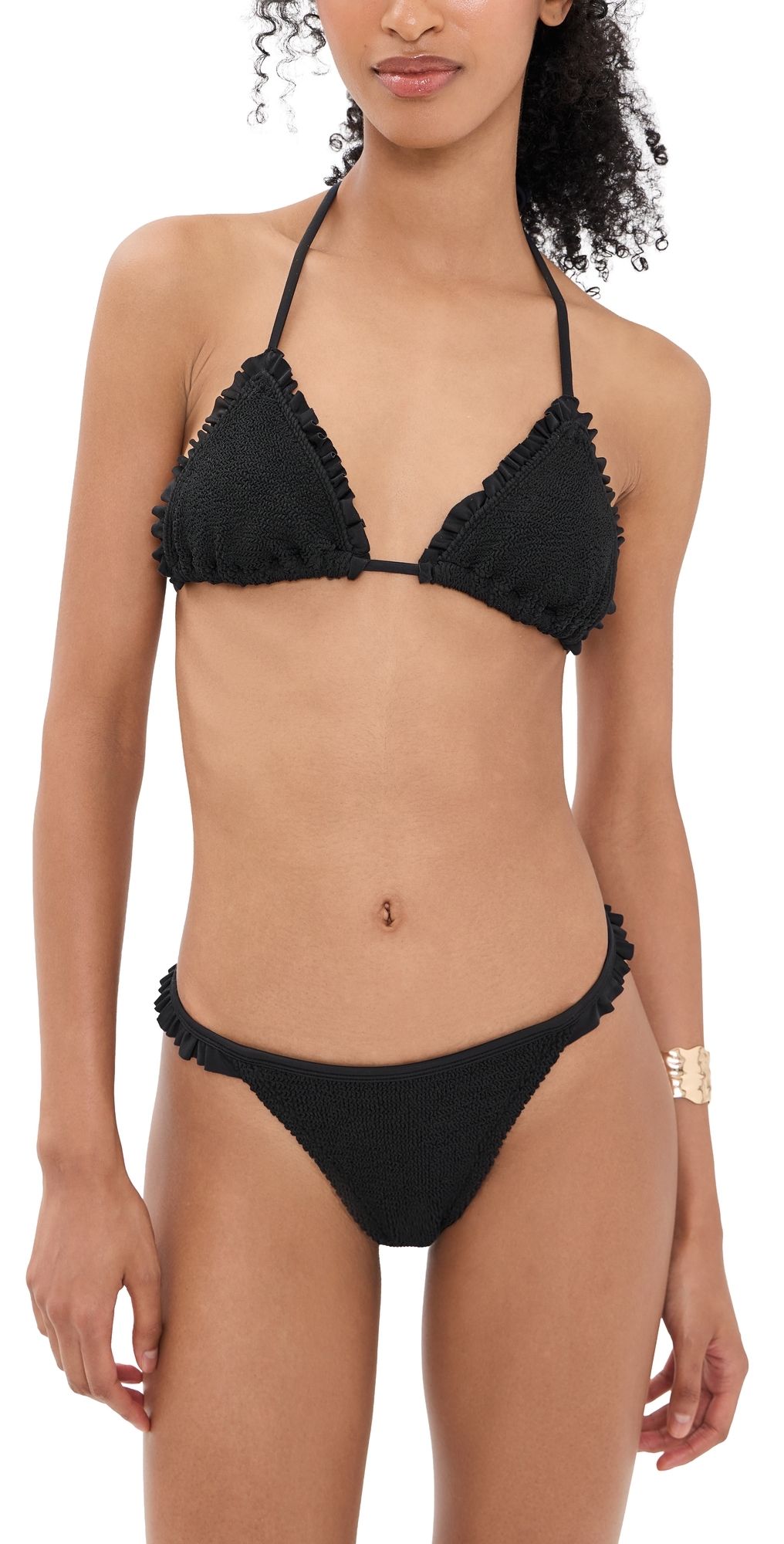 Hunza G Ruffle Tie Bikini Black One Size