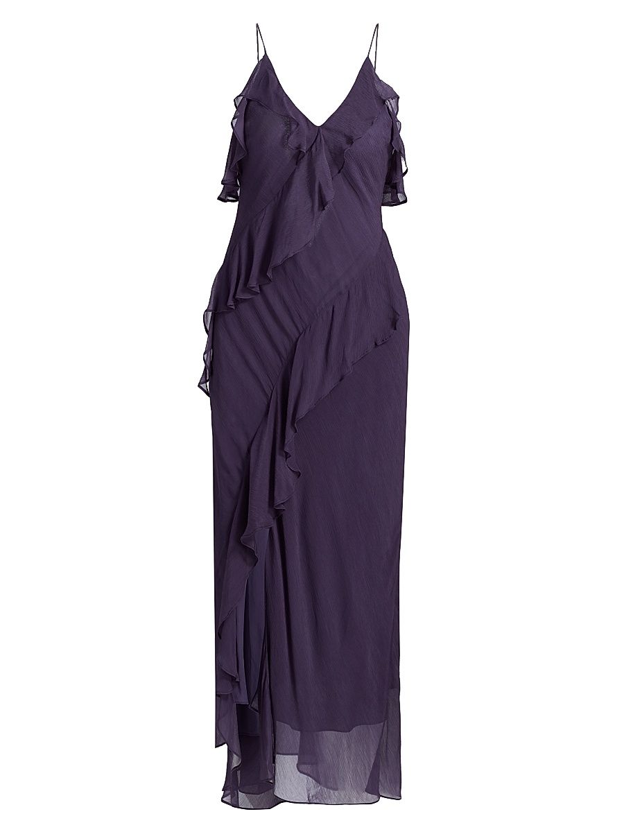 Women's Oceane Ruffled Midi-Dress - Raisin - Size XS