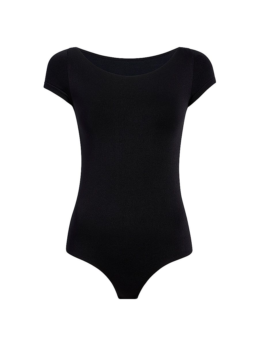 Women's Prima Ballet Boatneck Bodysuit - Black