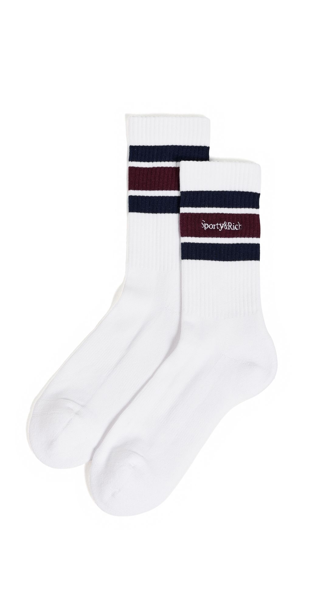 Sporty & Rich Serif Logo Socks White/Navy/Bordeaux White One Size
