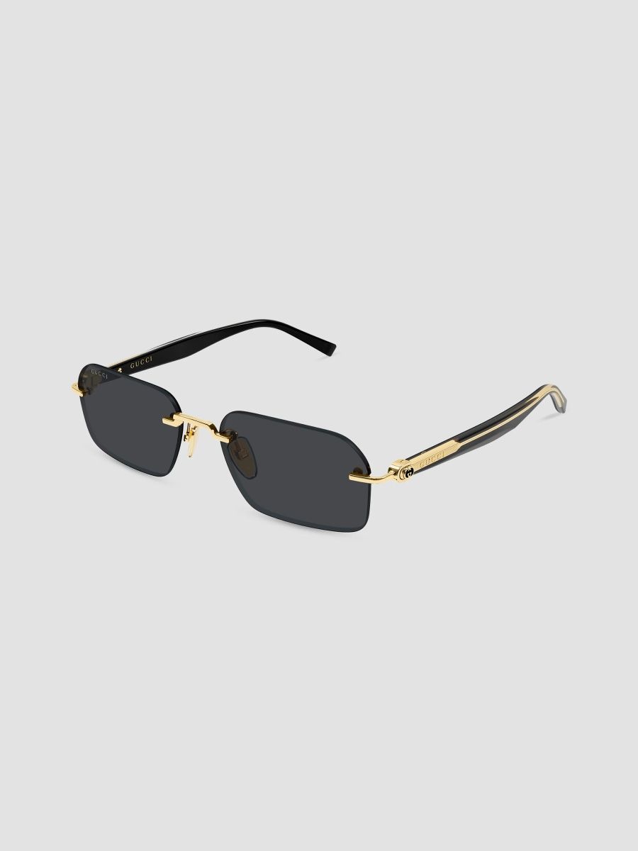 Gucci Men's Interlocking G Rimless Rectangular Sunglasses - Gold