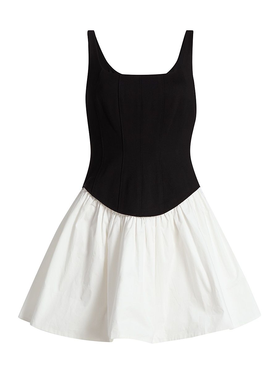 Women's Felicie Mixed-Media Minidress - Jet Optic - Size 10