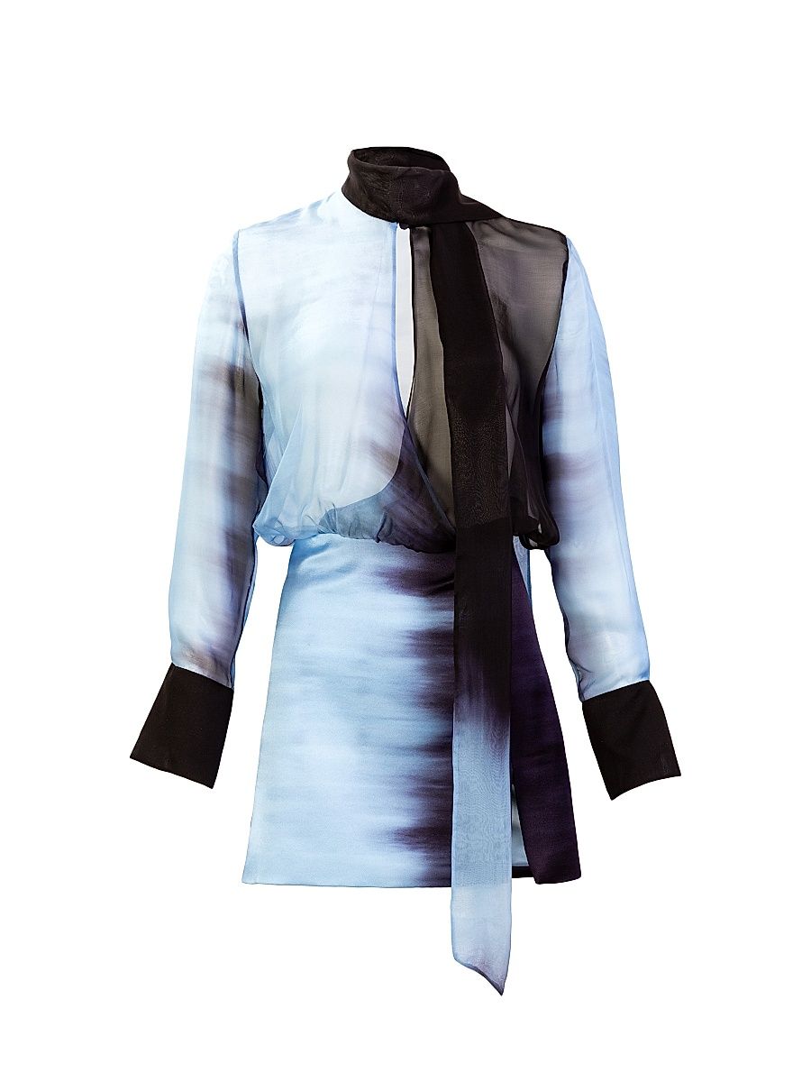 Women's Imelda Drapeneck Semi-Sheer Minidress - Night Blue - Size XS