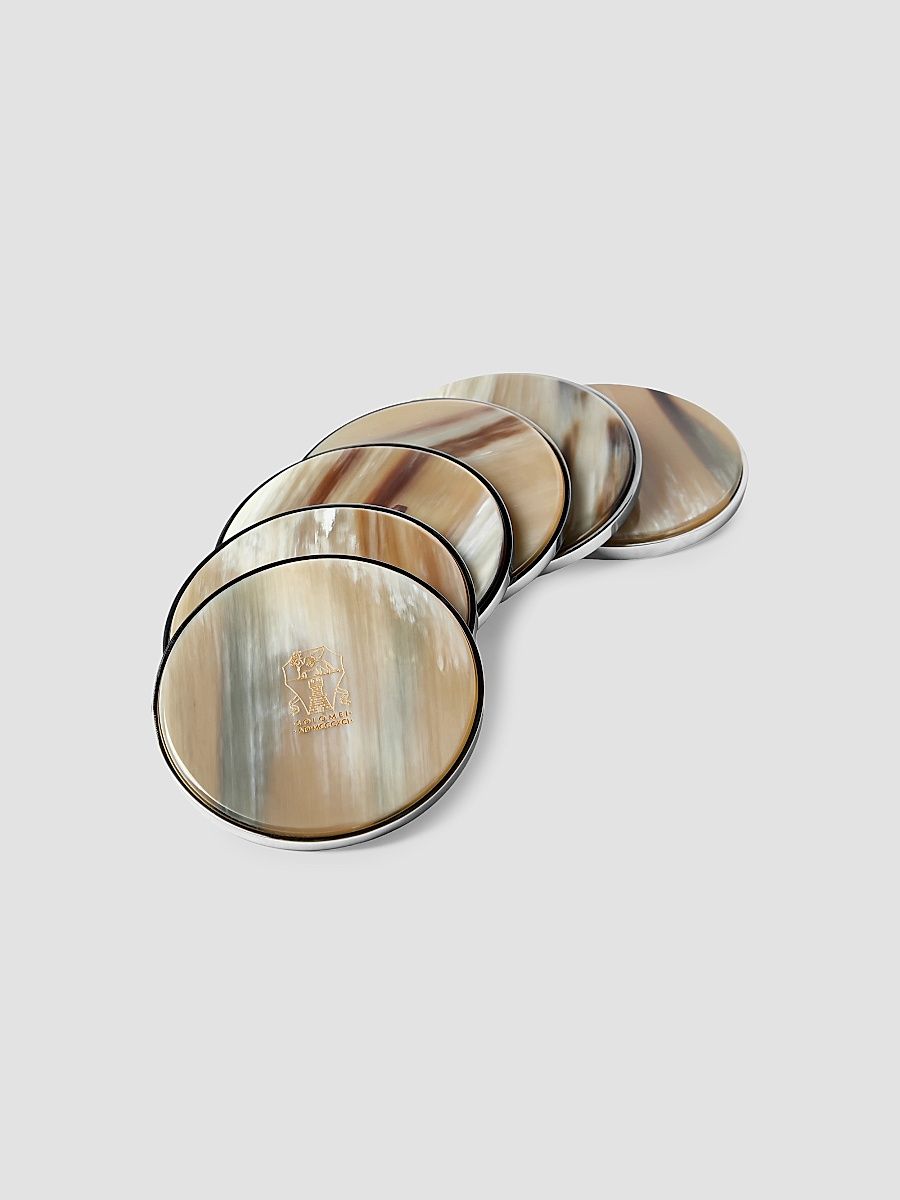 Six Piece Buffalo Horn Coaster Set - Natural Horn