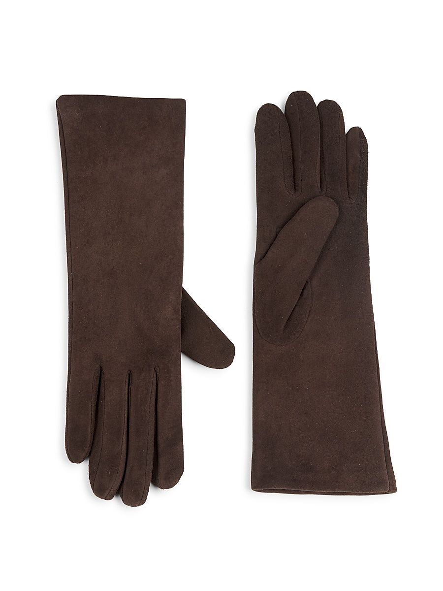Women's Cashmere-Lined Suede Gloves - Brown - Size 6