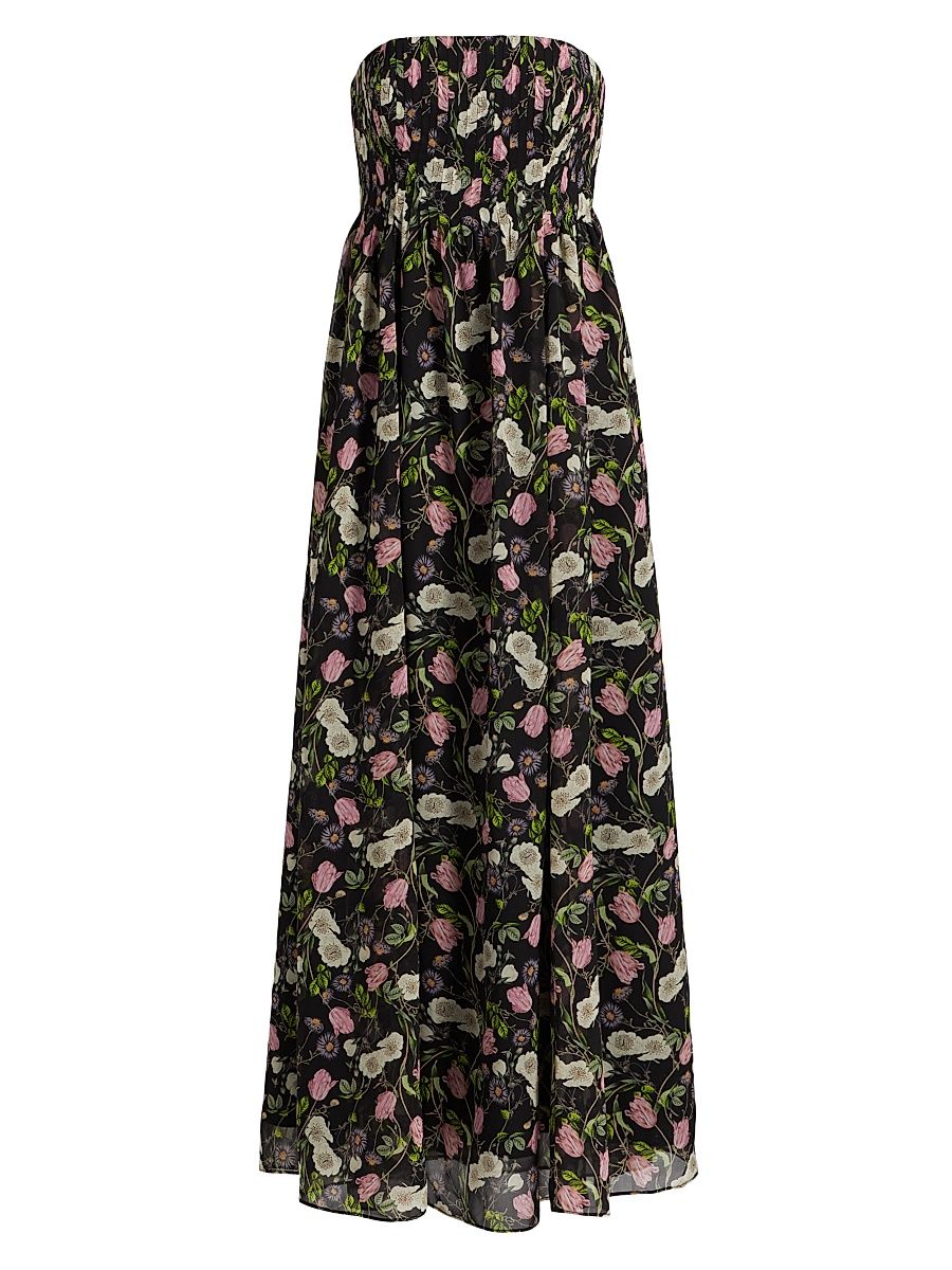 Women's Minoa Strapless Floral Chiffon Gown - Midnight Gardens - Size 8