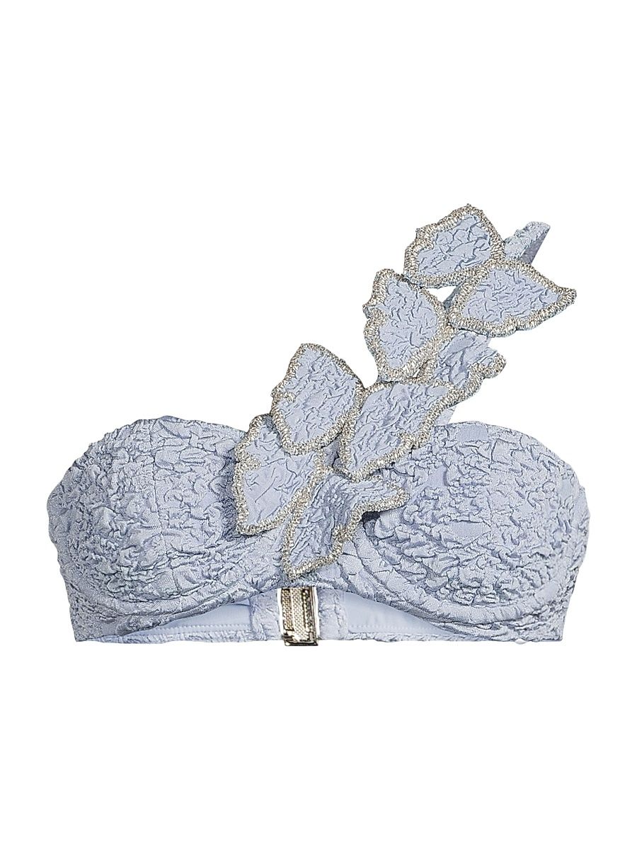 Women's Papillon Jacquard One-Shoulder Bikini Top - Blue - Size Medium