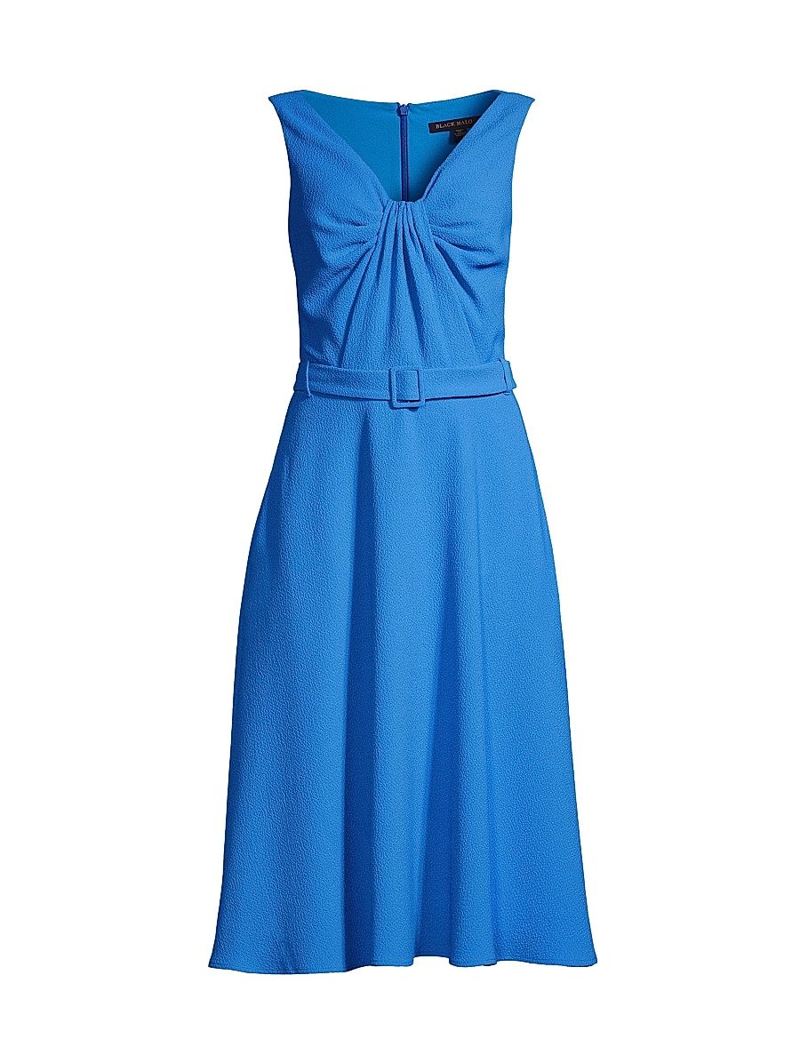 Women's Vieata Belted V-Neck Midi-Dress - French Blue - Size 10