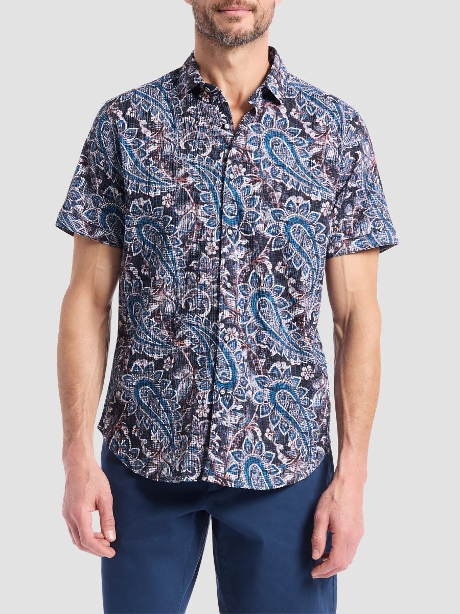Robert Graham Men's Barrington Printed Short-Sleeve Shirt - Multi - Size Small