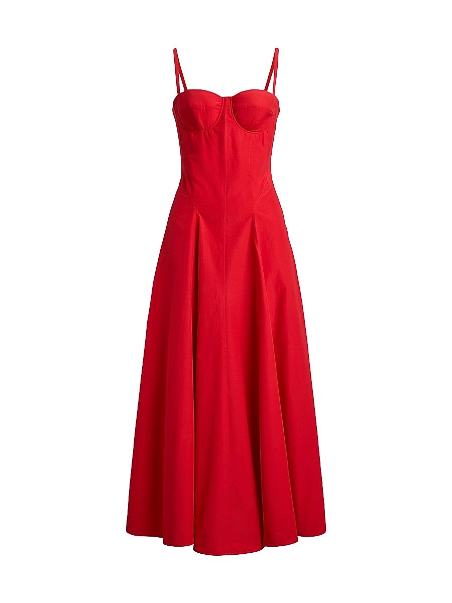 Women's Marigot Cotton-Blend Poplin Day Dress - Bright Red - Size 6